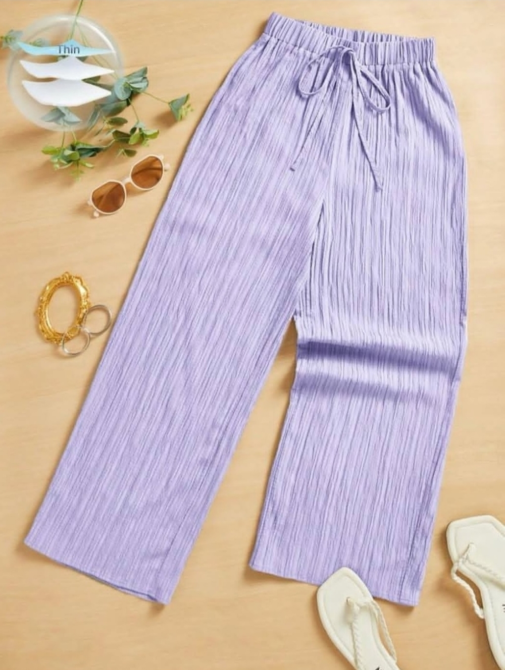 Pastel Purple Cropped Wide Leg Pants